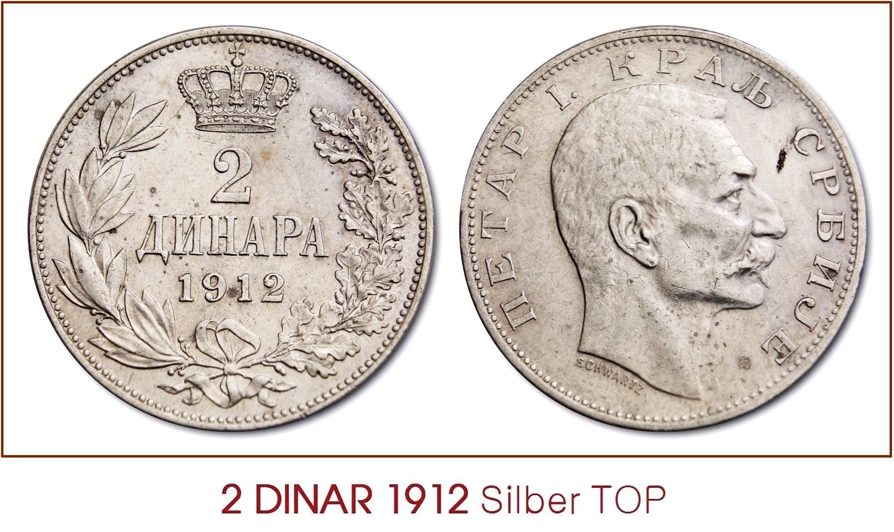Tutti le monete: 2 Dinar 1912 Serbien TOP Lot 4 – Usato da Flamatt venduto da samowarow 1