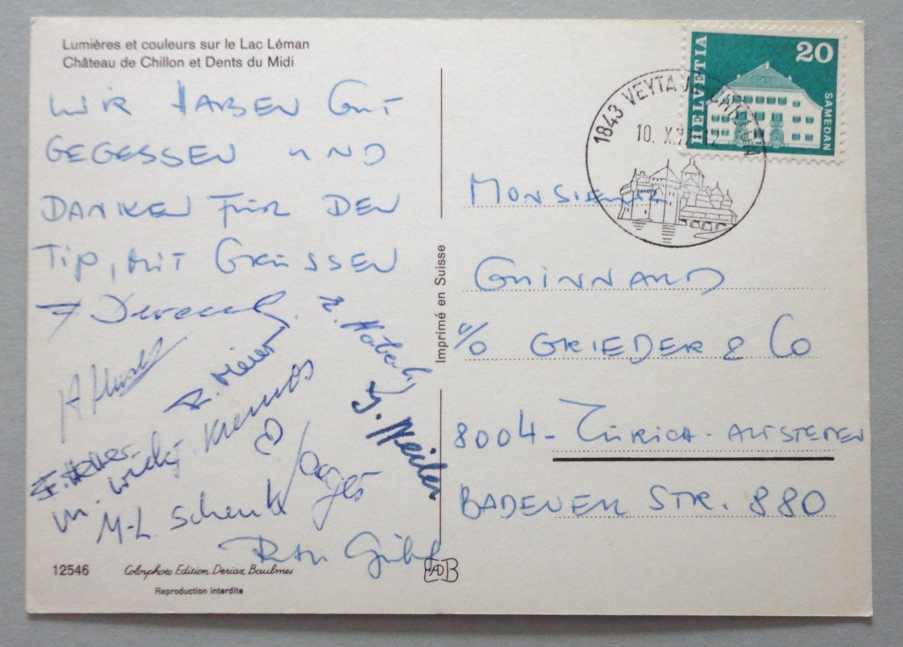 Cartoline postali: Château de Chillon et Dents du Midi – Usato da Fétigny venduto da Billy2miny 1