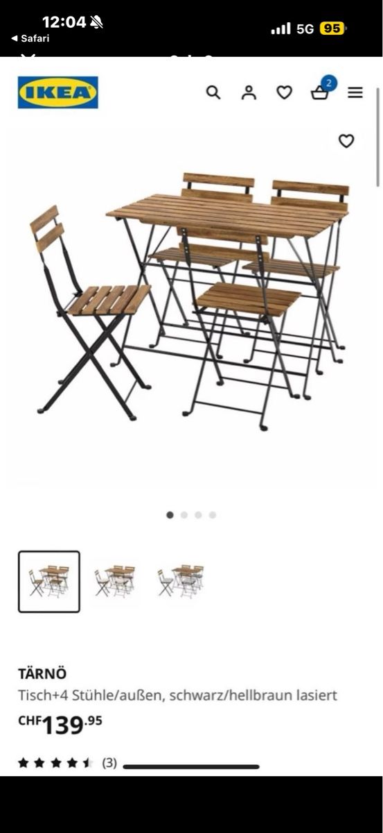 Tischset: IKEA Gartenmöbel Tisch + 4 Stühle – Gebraucht aus Reichenburg von elo_rr7g 1