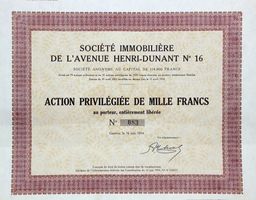 Société Immobilière de L'Avenue Henri-Dunant No 16 - 1954