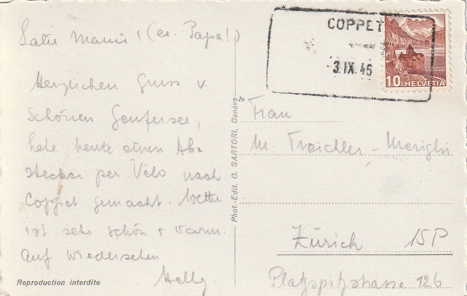 Tous les timbres: Aushilfsstempel Coppet auf AK – D'occasion à Rorschacherberg par fratovi2