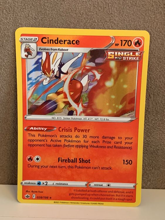 Cinderace Holo Rare ENG Chilling Reign Pokemon 028/198 (Gebraucht) in ...