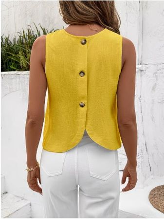 NEUES spezielles senfgelbes Leinen - Top Gr. XS - 226377