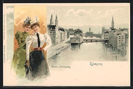 Litho Zürich, Blick vom Mühlesteg auf 