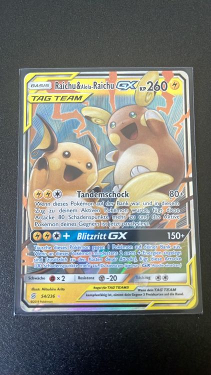 pokemon cards raichu gx Raichu & Alolan Raichu GX 221/236 Pokémon Extended Artwork Protective Card  Case