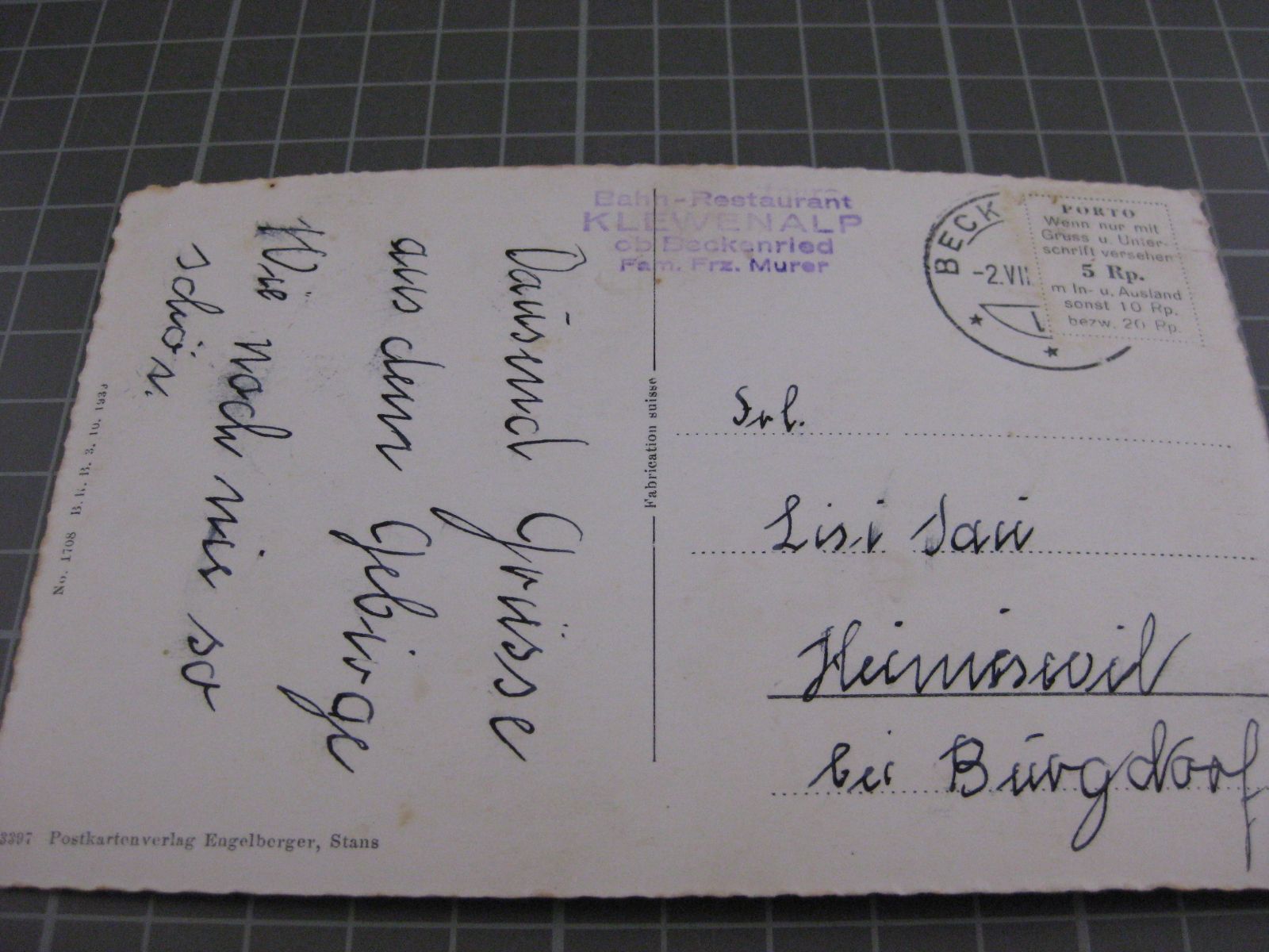 Cartoline postali: AK Beckenried Klewenalp mit Bahn – Usato da Malters venduto da Marosko 1