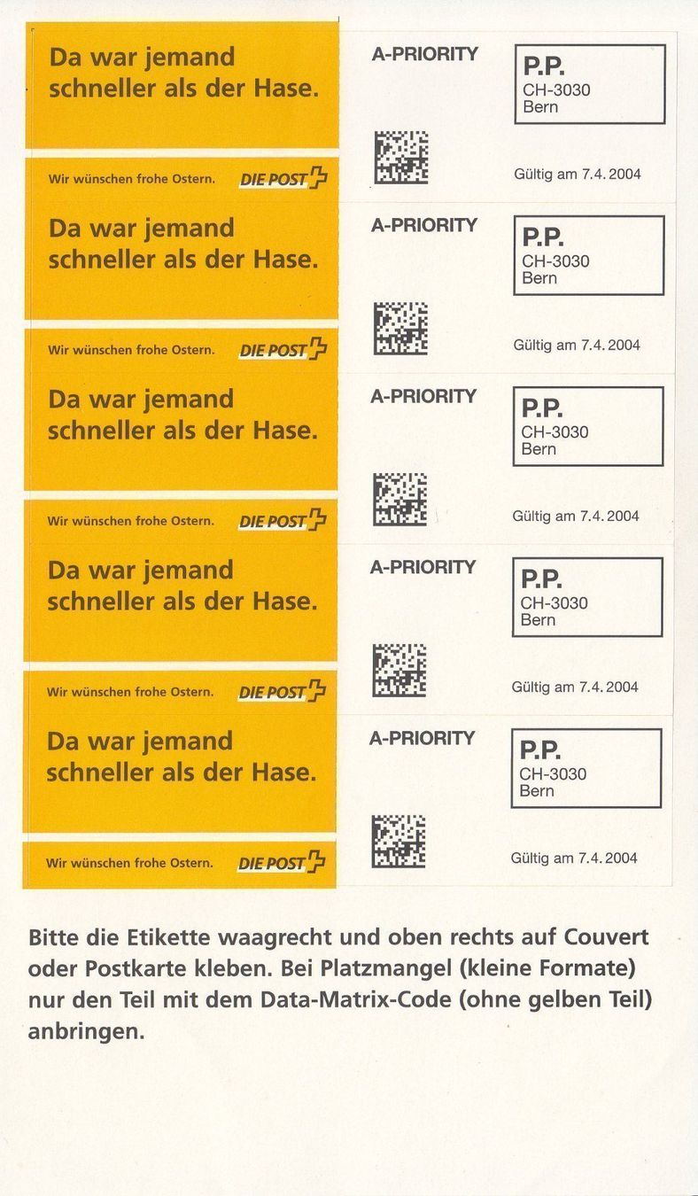 Tutti i francobolli: Aktions-Etiketten Nr. 1 Kleinbogen deutsch – Usato da Bürglen TG venduto da StampGraf