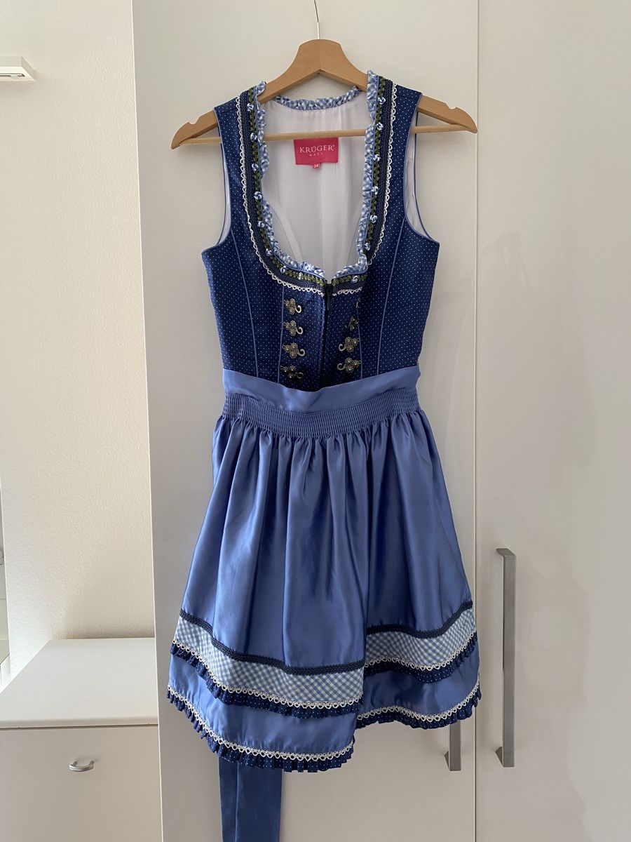 Krüger Vestiti: Krüger Dirndl Tracht, blau, Gr. 34 – Nuovo (secondo la descrizione) da Zumikon venduto da leskel