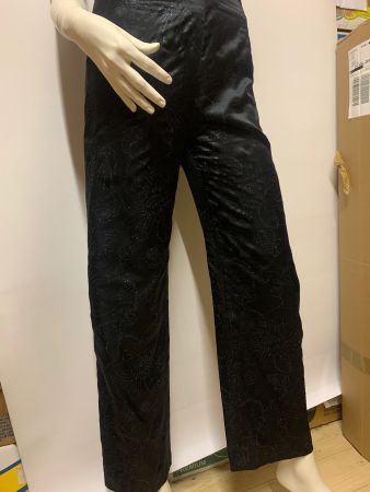 Elegante schwarze Hose mit Blumenmuster, Grösse S