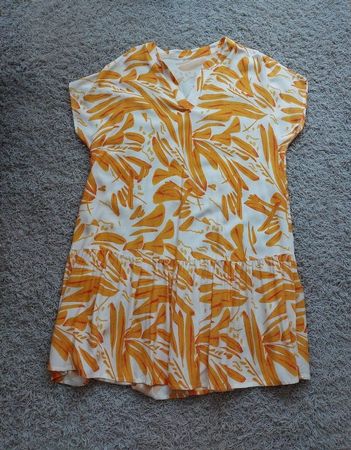 Hübsches Kleid mit Muster (orange/weiss) Gr. L - XL