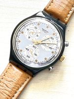 Swatch Uhr Chronograph Vintage Design mit Lederband