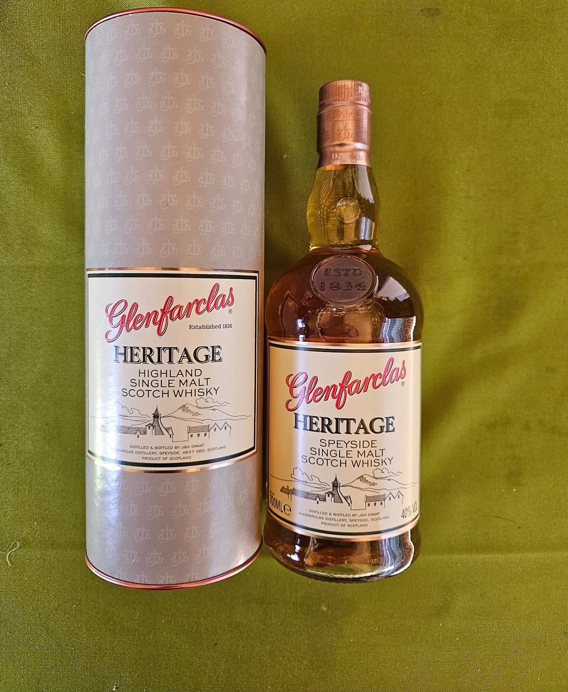 Glenfarclas Bevande alcoliche: GLENFARCLAS HERITAGE HIGHLAND SINGLE MALT – Nuovo e nell'imballaggio originale da Schönenwerd venduto da 1952kv