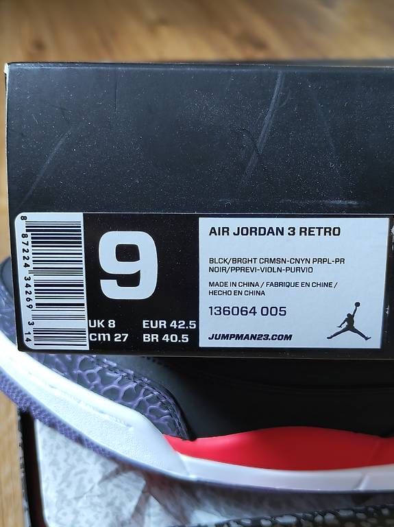 Herrenschuhe: Air Jordan 3, EU 42.5 (US 9) – Gebraucht aus Au SG von Faebukuki 2
