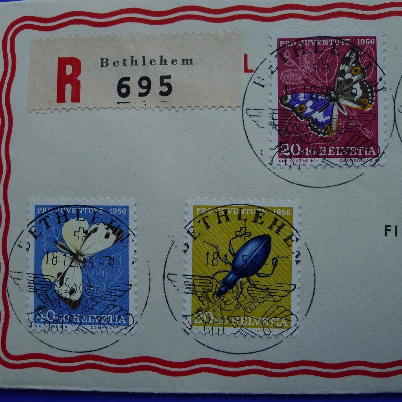 Tutti i francobolli: 1956 Vollstempel Satzbrief Bethlehem – Usato da Ebikon venduto da SilvioFreund 1