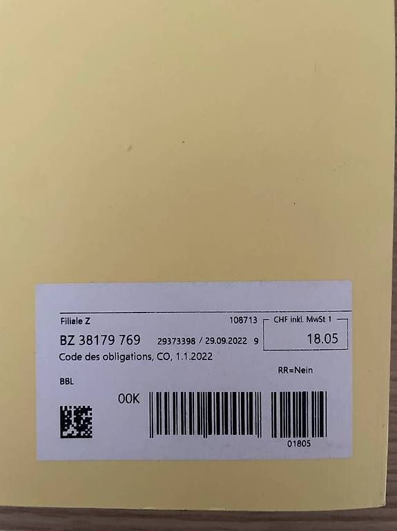 : Code des obligations à vendre – D'occasion à Sonceboz-Sombeval par msap 1