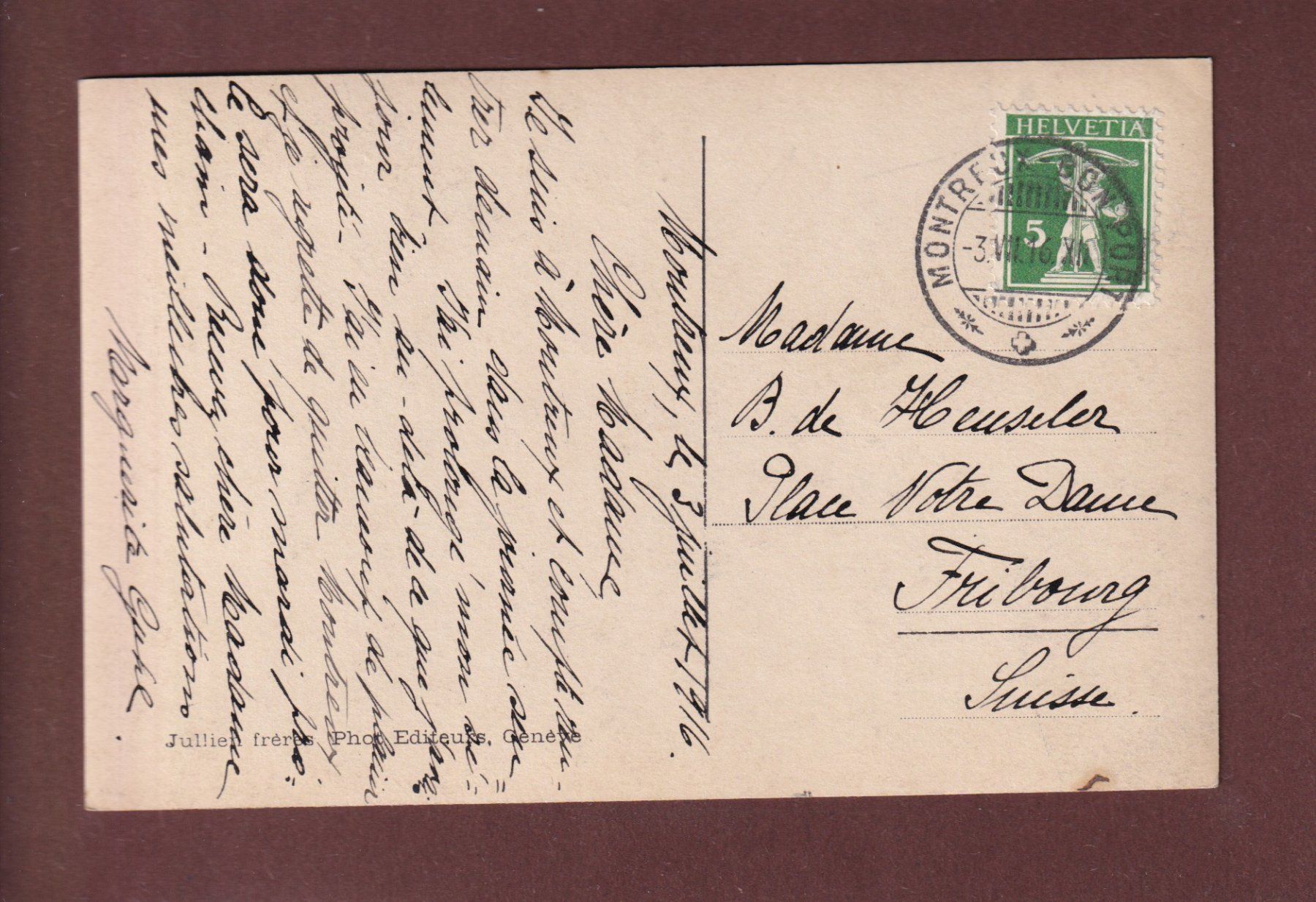 Ansichtskarten: MONTREUX - Clarens - 1916 – Gebraucht aus Pully von nicecards 1