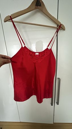 Rotes Seiden Pyjama Set Jumelles, Gr. XL, Neuwertig!