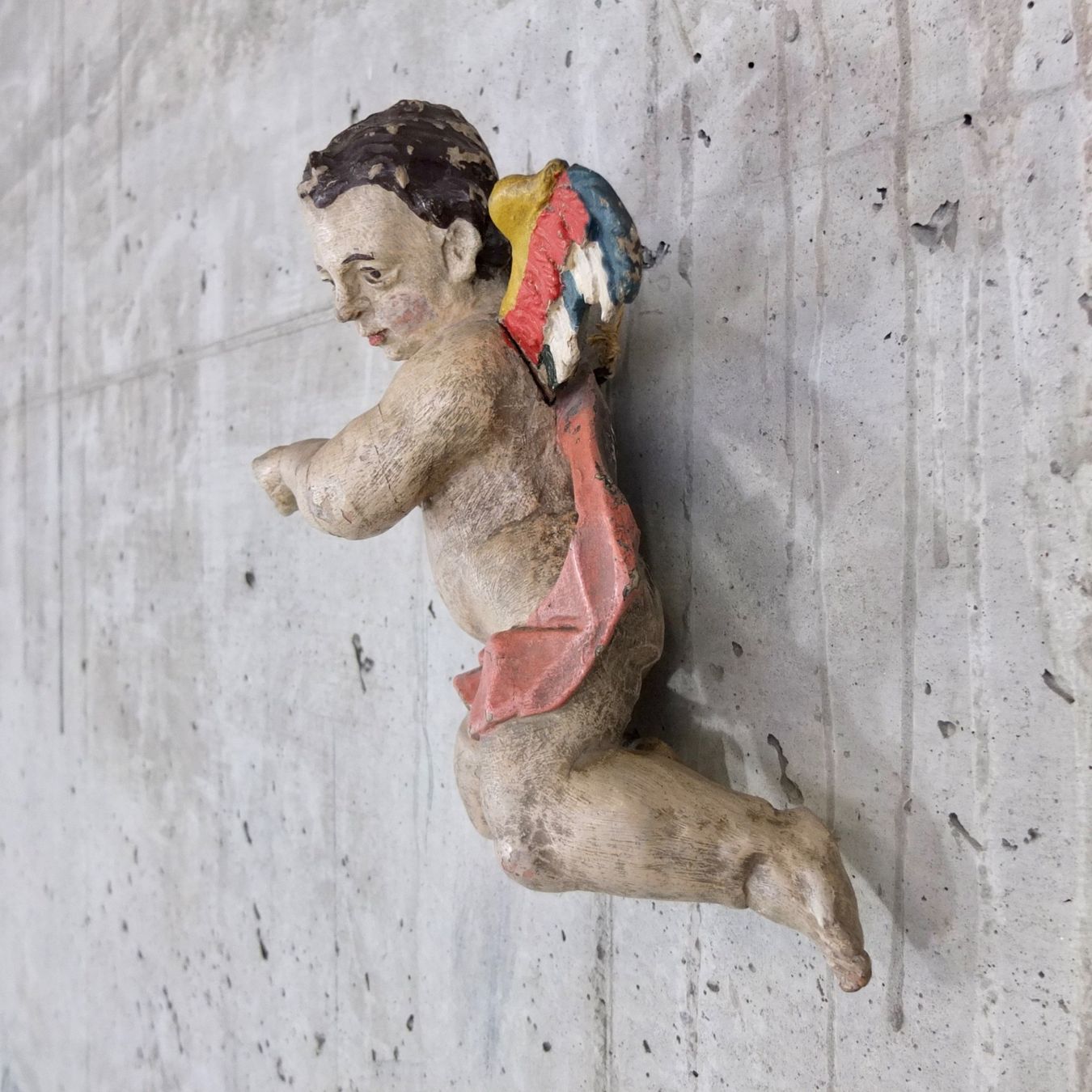 Sculture & Statue: Antiker barocker Engel / Putto, Holzskulptur polychrom – Usato da Basel venduto da Brocki-auf-dem-Wolf 1