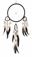 Traumfänger XXL Schwarz/Weiß Indianer Federn & Perlen 72cm