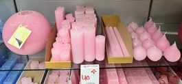 040 Posten Raureif Kerzen rosa aus Liquidation