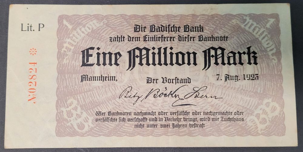 1 MIO. MARK / BADEN 1923 | Kaufen Auf Ricardo