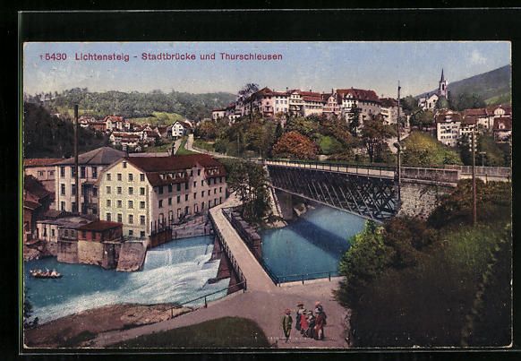 Cartoline postali: Lichtensteig, Stadtbrücke und Thurschle – Usato da Berlin venduto da bartko-reher