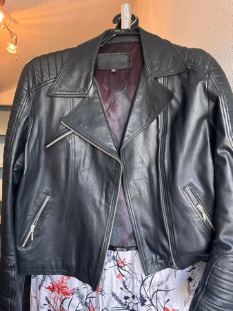 Biker Jacket Black Lambskin Size 42 100% Viscose Lining