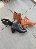 Stiefeletten Leder zwei Paar Gr. 40 cognac und schwarz