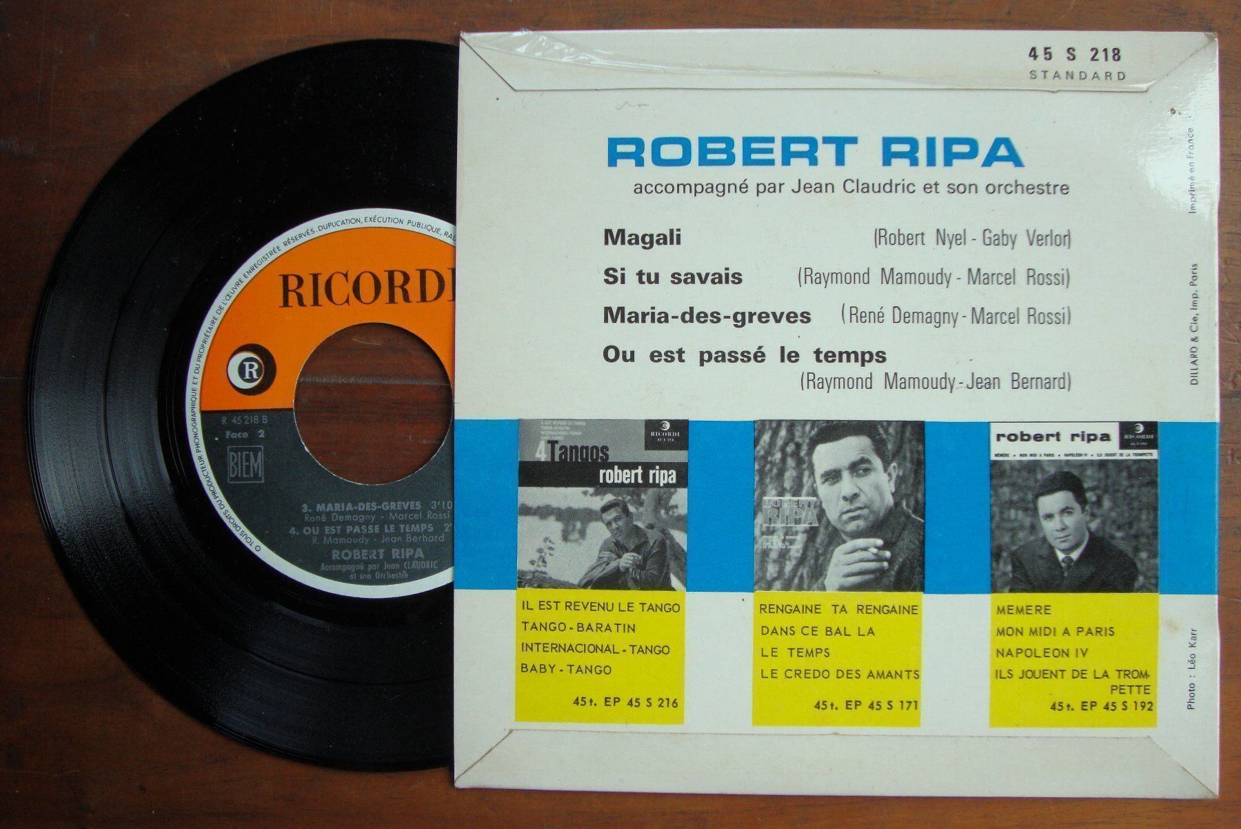 Dischi in vinile: ROBERT RIPA - MAGALI - SI TU SAVAIS  EP – Usato da Bern venduto da Uli_10_11 1