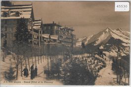 Leysin - Grand Hotel et le Chaussy en hiver - animee