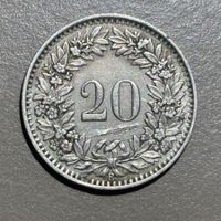 7 Abart 20 Rappen Schweiz 1939 Schrötlingsfehler + offener R