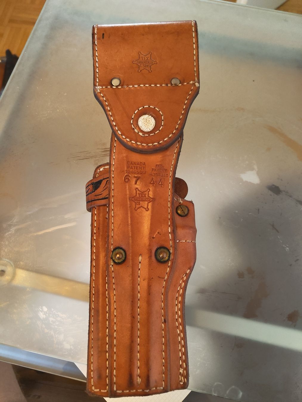 Tiro a segno: Lederholster, Tex Shoemaker Co, Rechtshänder, 4" – Usato da Weinfelden venduto da RobsFortune 2