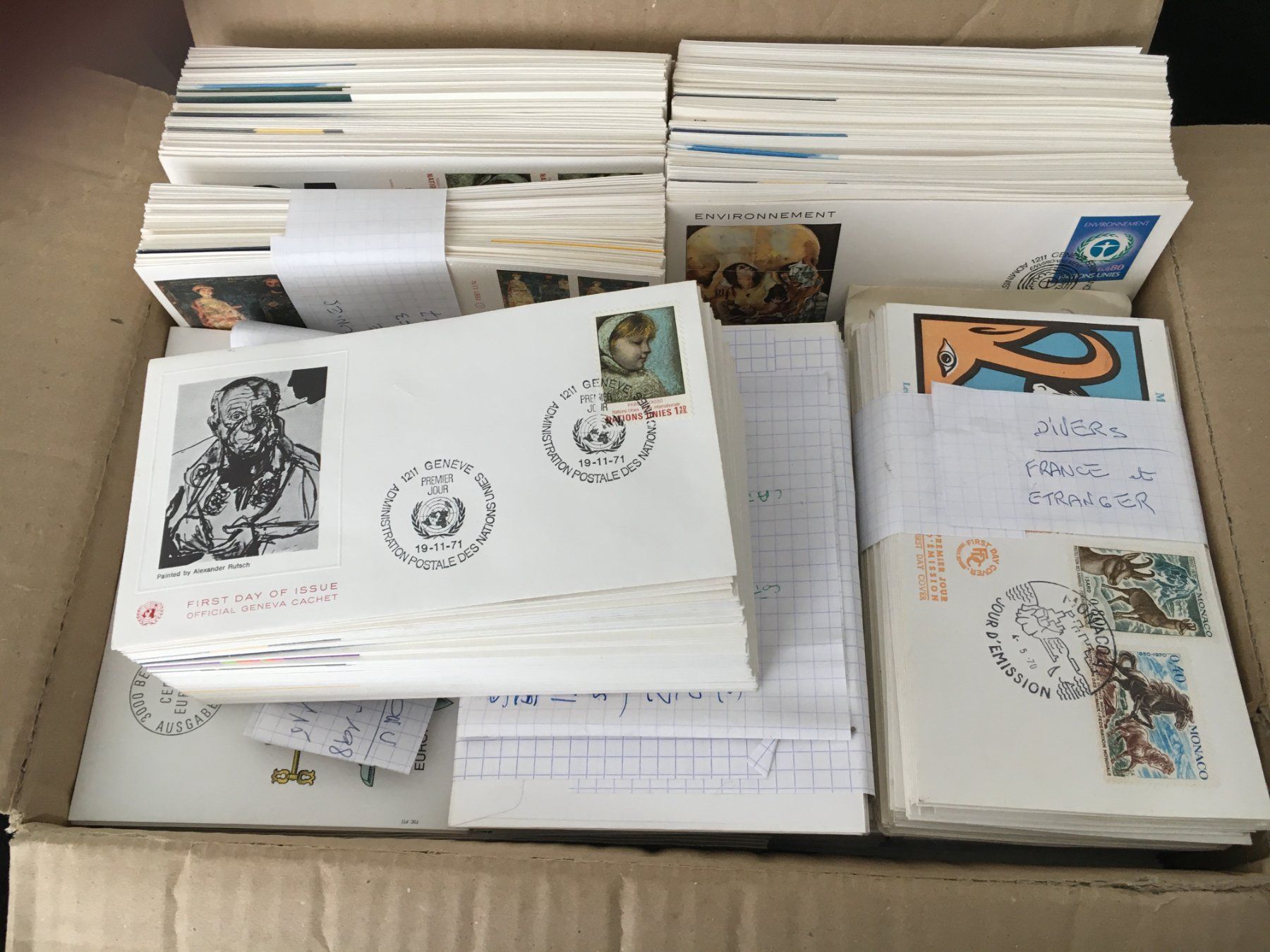 Alle Briefmarken: 1500 FDC ab 1969 / Einzel, Serie, Viererblock / CH UNO FR – Gebraucht aus Grand-Lancy von Dany1973 1