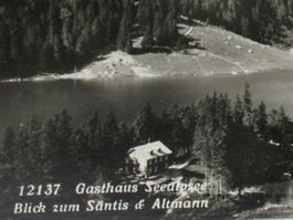 Gasthaus Seealpsee , Blick zum Säntis & Altmann  1949