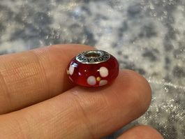 Pandora Murano Glas Charm rot Blumenmuster 🌼❤️ 925er Silber