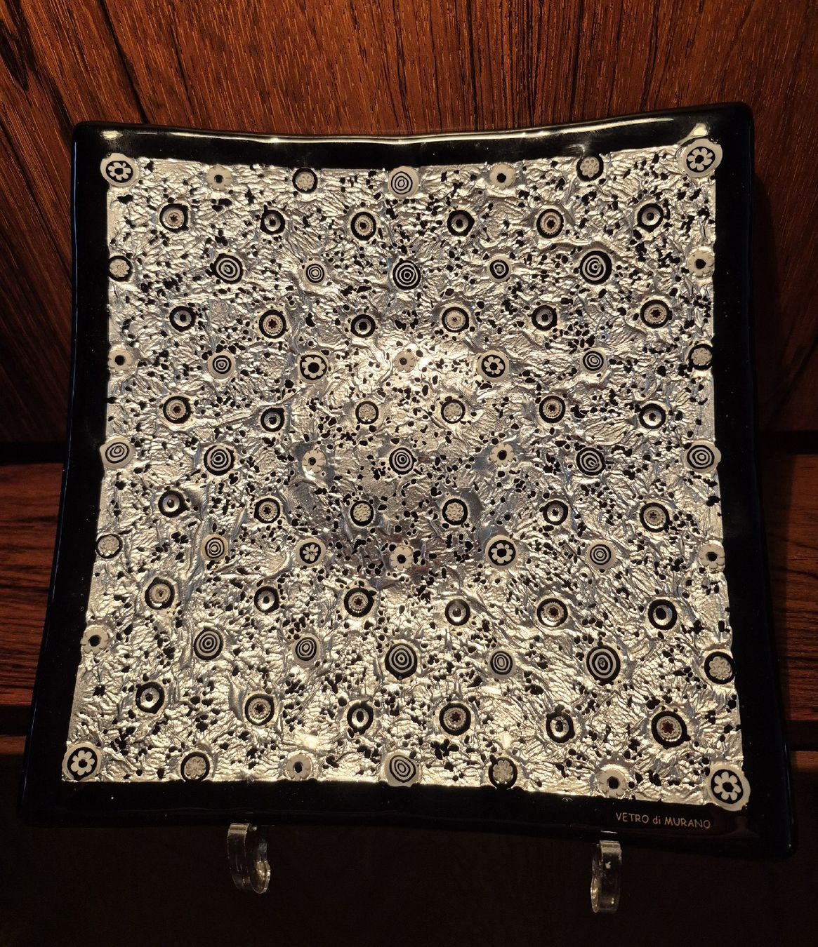 Murano Servierplatten: MURANO "Millefiori" 21 x 21 cm – Gebraucht aus Genève von antade 1