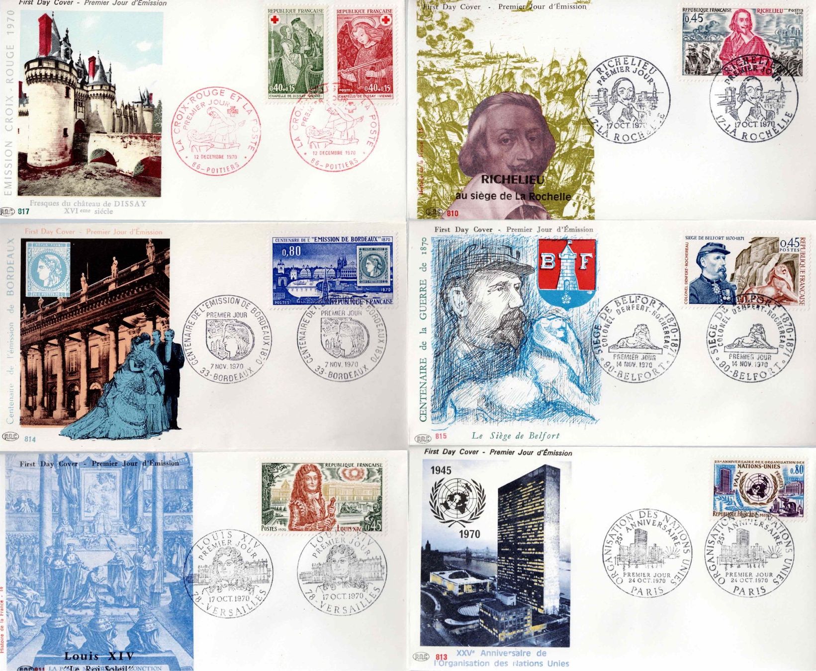 Tutti i francobolli: 6 Stück FDC Frankreich – Usato da Koblenz venduto da Markenhimmel