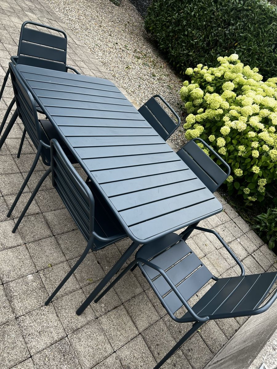 Pfister Set de table et chaises: Gartentisch mit 6 Stühlen dunkelblau  – Neuf (Voir description) à Buchs ZH par car_z6r2 1