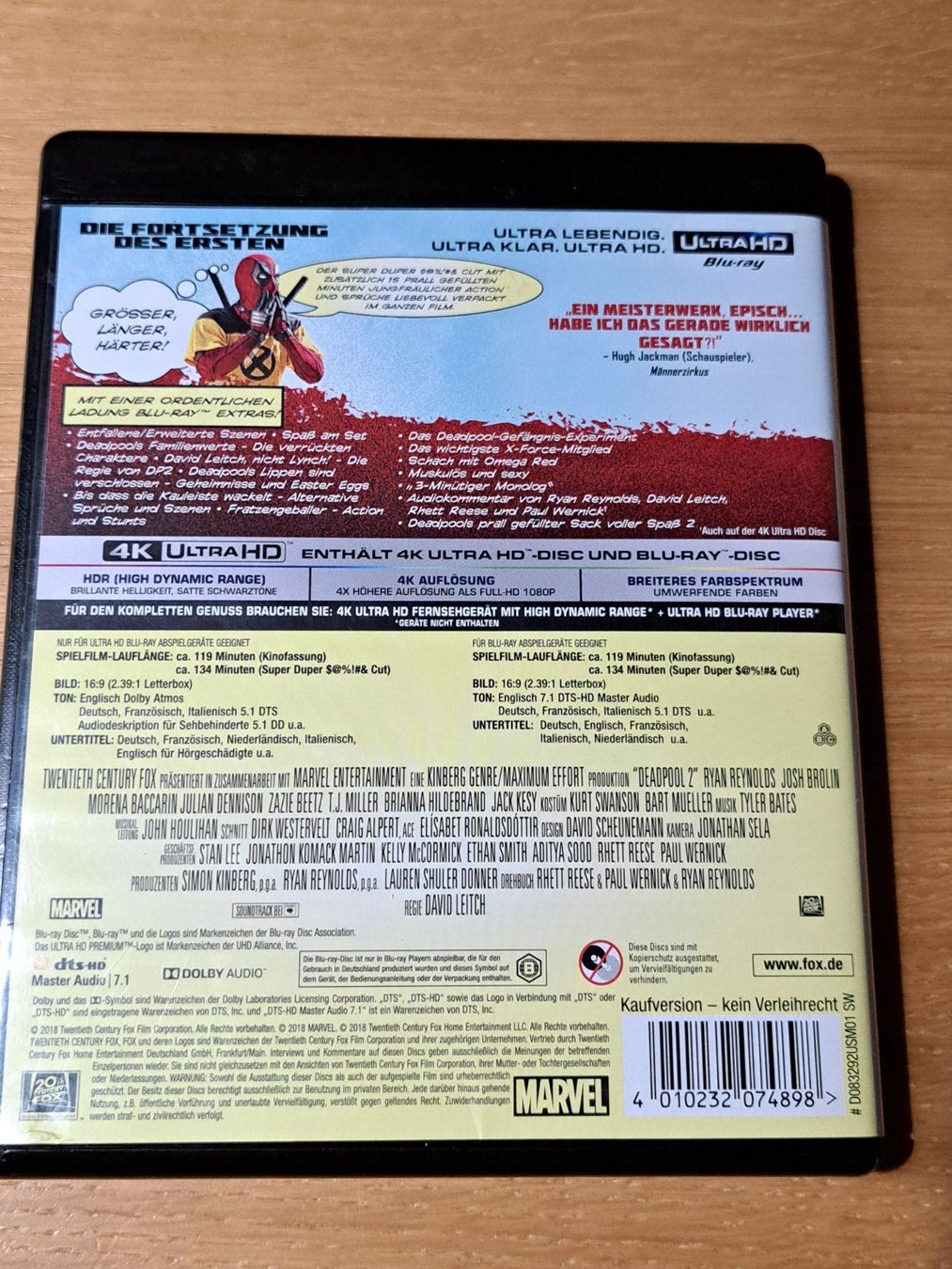 Tutti i DVDs: MARVEL 4-Disc Blu-ray 4K Ultra HD und Blu-ray DEADPOOL 2 – Nuovo (secondo la descrizione) da Unterseen venduto da Kanica 2
