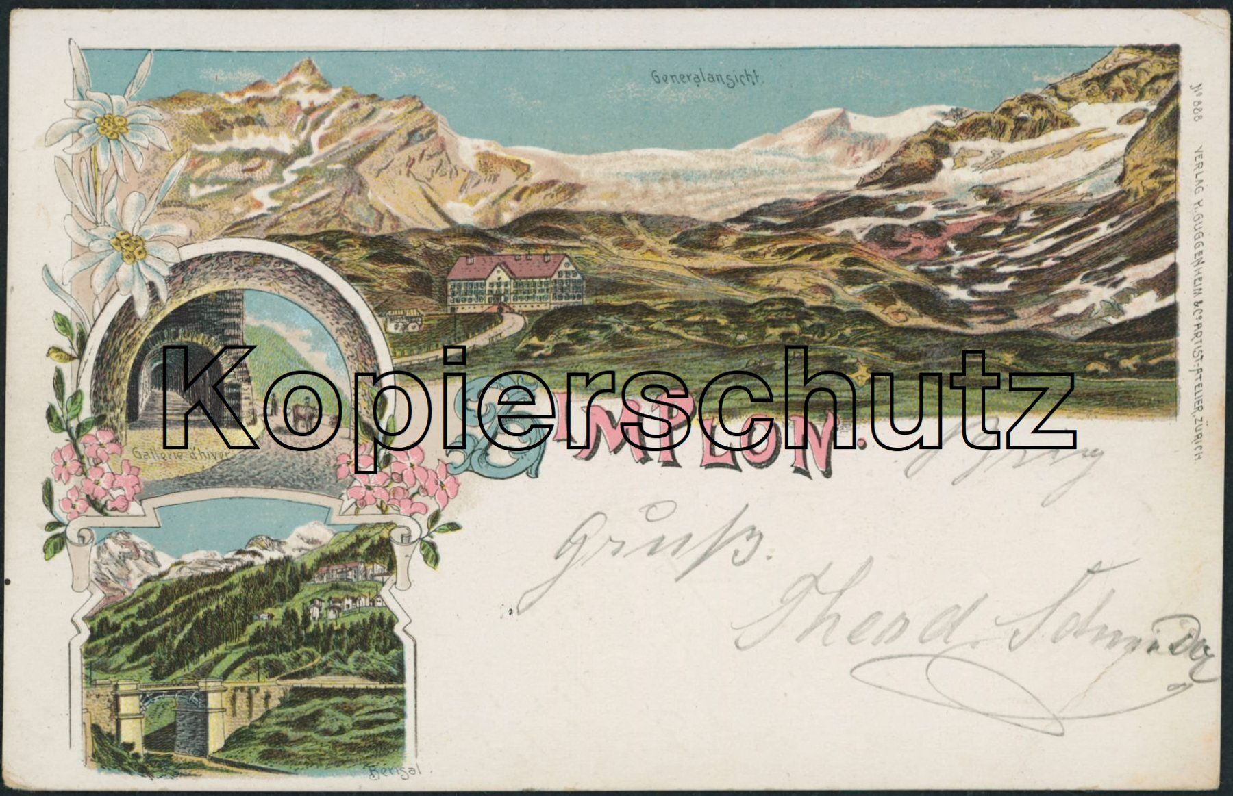 Cartoline postali: VS Simplon Pass - Winter Glimmer Litho – Usato da Schindellegi venduto da leecollect