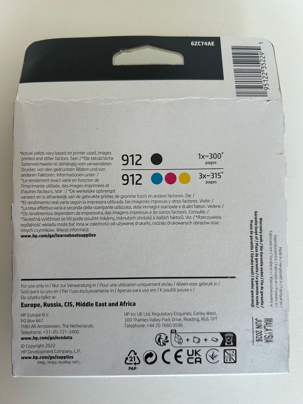 Hewlett Packard Druckerpatronen & Toner: HP 912 Druckerpatronen 4-pack – Neu und originalverpackt aus Oberwil b. Zug von design_at_work 1