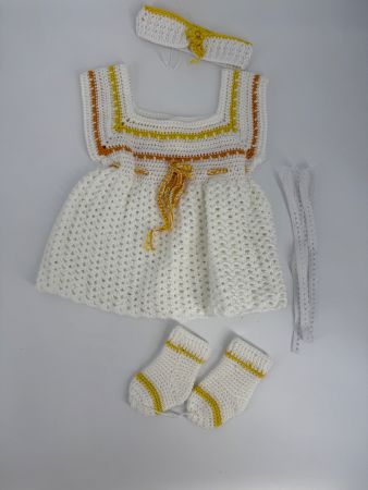 Gehäkeltes Kleid-Set für Babys Gr. 68, Handarbeit