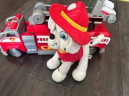 Camion de pompier Pat Patrouille avec peluche de Marcus