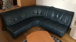 Echtleder Ecksofa dunkelgrün - gebraucht
