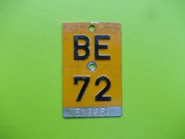 Velonummer / Mofanummer / Töfflinummer BE 72