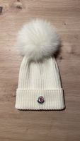 Moncler Kids Beanie Hat with Real Fur Pom Pom