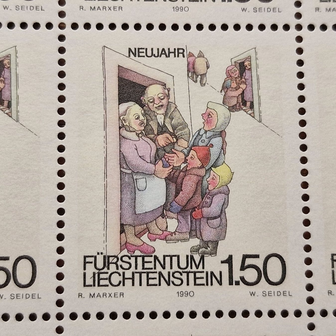 Tutti i francobolli: FL 1990 Serie Bogen "Winterbräuche" postfrisch – Nuovo (secondo la descrizione) da Aesch LU venduto da briefmarken.uray 4