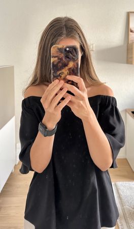Bluse schwarz schulterfrei - River Island Grösse S