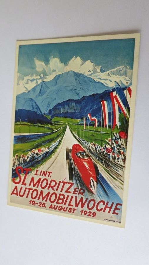 Cartoline postali: St. Moritz - 1. Int. Automobilwoche 1929 – Usato da Jona venduto da centumprata