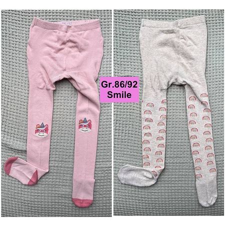 Gr.86/92, 2x Strumpfhosen Einhorn und Regenbogen